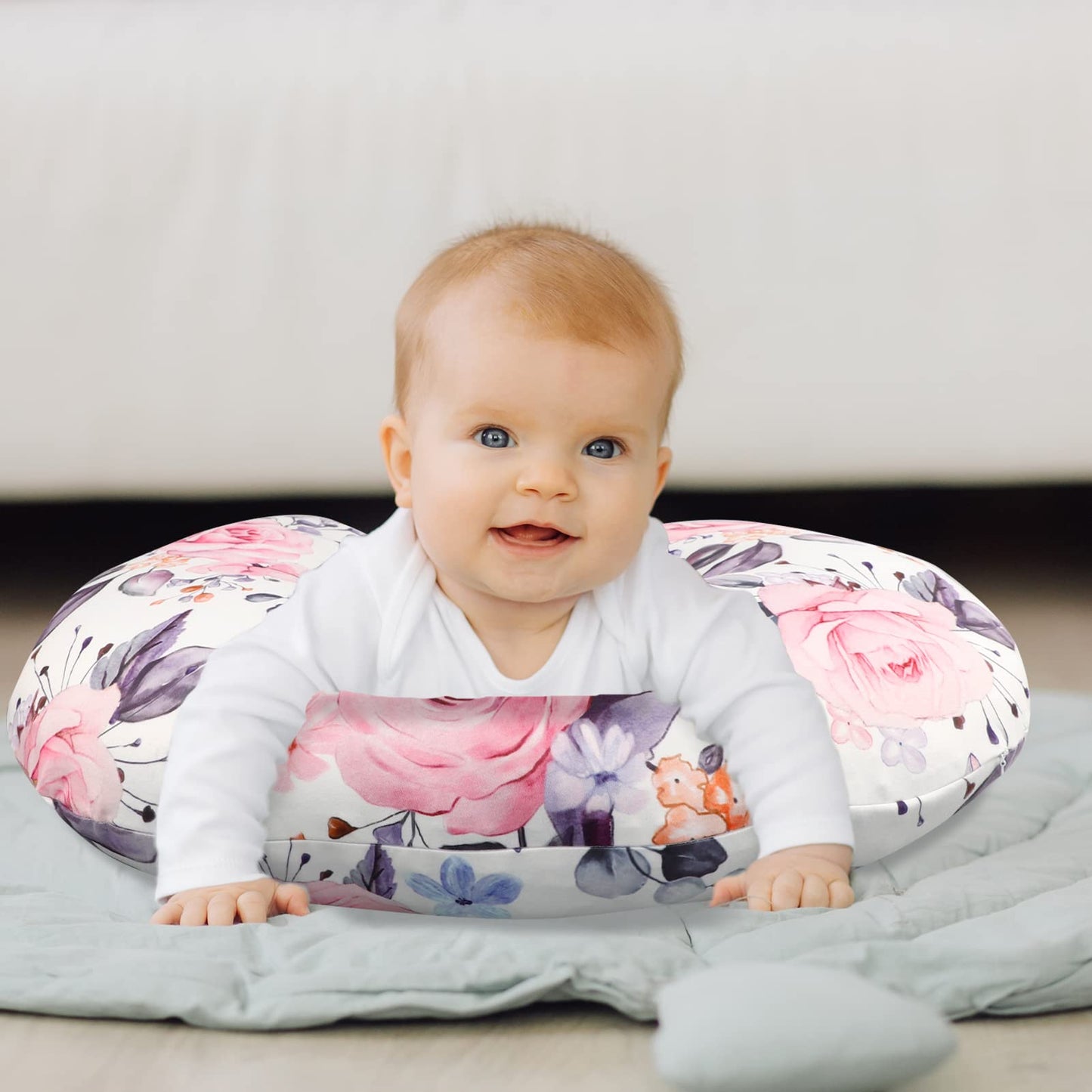 Nursing Pillow Cover Breastfeeding Pillow Slipcover for Moms Soft Breathable Organic Knit Fabric Newborn Infant Feeding Pillow C