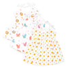 Kidbea Extra Soft Muslin Fabric Baby Girls Frock | Tiger, Cute Chick And Butterfly Print With Size 912 Months | Pack Of 3