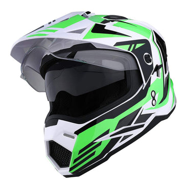 1Storm Dual Sport Motorcycle Motocross Off Road Full Face Helmet Dual Visor Storm Force Green, Size Xl