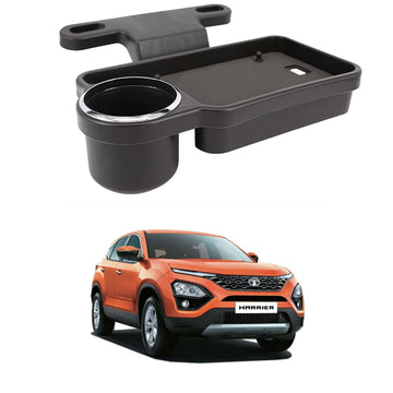 Oshotto (FT04) Foldable Car Auto Headrest Rear Back Seat Table Drink Food Cup Tray Holder Compatible with Tata Harrier  Black