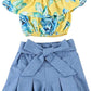 Toddler Baby Girls Leopard Long Sleeve T-Shirt Tops + Yellow Mini Pencil Skirts Outfit Fall Winter Clothes Set (Blue, 7-8 Years)