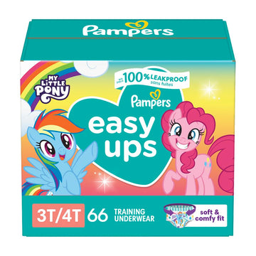 Pampers Training Pants - Easy Ups Girls & Boys - Size 3T-4T, 66 Count, My Little Pony Potty Underwear (Packaging May Vary)