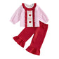 VISGOGO Toddler Girl Valentines Day Outfit Love Heart Embroidery Sweatshirt Shirt Pants Plaid Bow Heart Clothes (Pink, 2-3T)