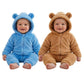 Baby Winter Fleece Romper, Hooded Bear Ears Design, Mint Green, FullZip Jumpsuit (2, Blue&Brown, 0309month)