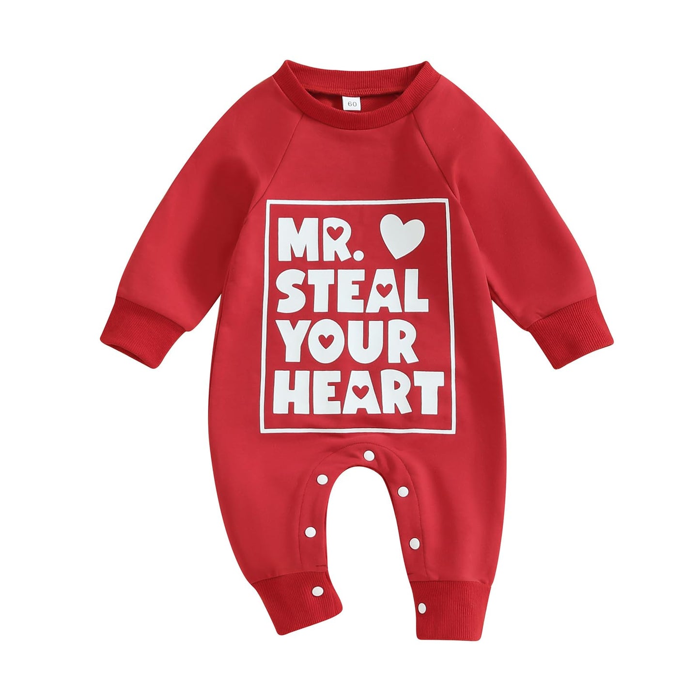 My First Valentines Day Baby Boy Girl Outfit Funny Letter Print Sweatshirt Jumpsuit Long Sleeve One Piece Romper (Mr.Steal Your