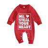 Twopumpkin Newborn First Valentines Outfit Baby Girl Boy Mr Steal Your Heart Long Sleeve Romper Jumpsuit Valentines Clothes (Red