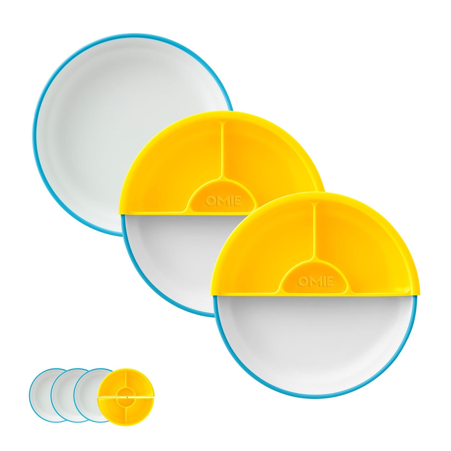 Omie? Easy Scoop Plates For Kids | Unique Design Helps Food Fall Into The Spoon, Not On The Table | Made From Plants | 3 Plates