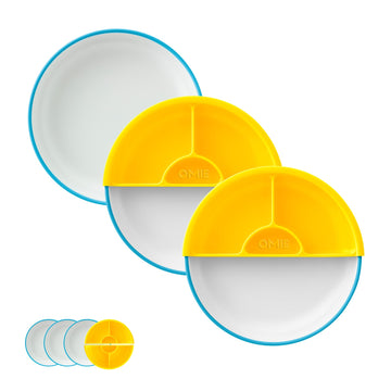 Omie? Easy Scoop Plates For Kids | Unique Design Helps Food Fall Into The Spoon, Not On The Table | Made From Plants | 3 Plates
