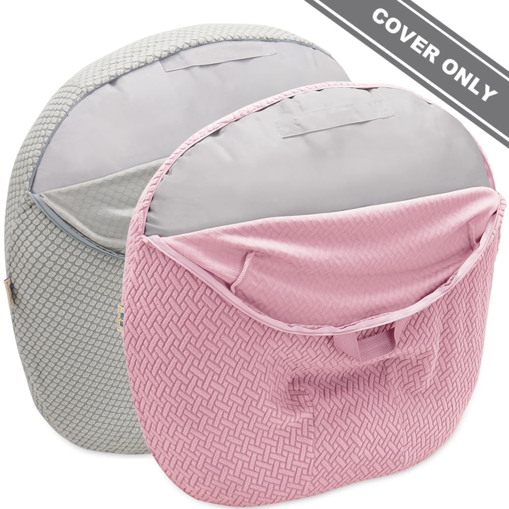 Strechy Newborn Lounger Cover, Removable And Ultra Soft Sung Fitted Baby Lounger Slipcover By Bluesnail (2 Pack, Pink+Light Gray
