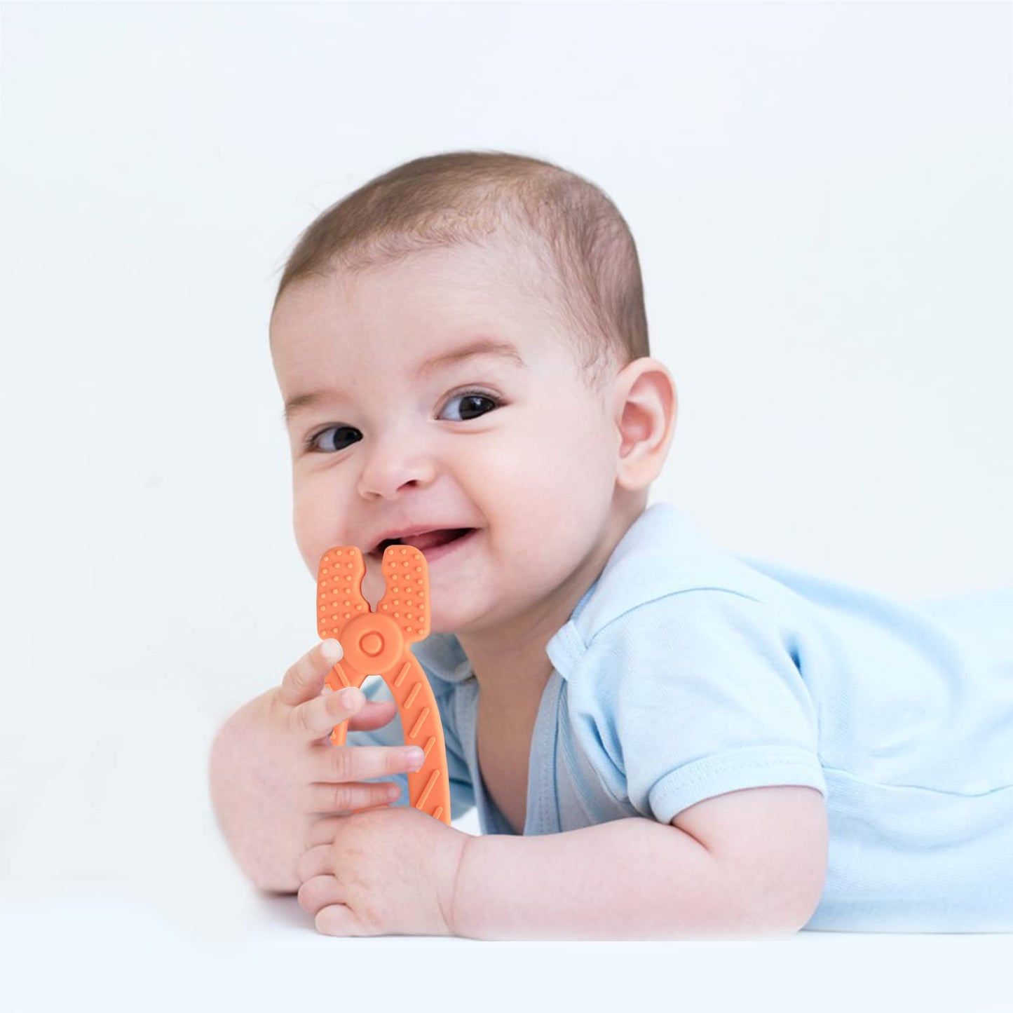 Fu Store 4 Pack Soft Silicone Teething Toys for Toddlers Infant Hammer Spanner Wrench Pliers Tools Shape Baby Teethers Relief So