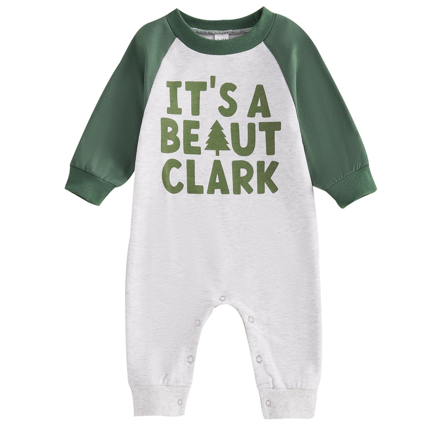 Fybitbo Infant Baby Boy Girl Clothing Its A Beaut Clark Jumpsuit Romper Newborn First Christmas Outfit One Piece Clothes (Green-