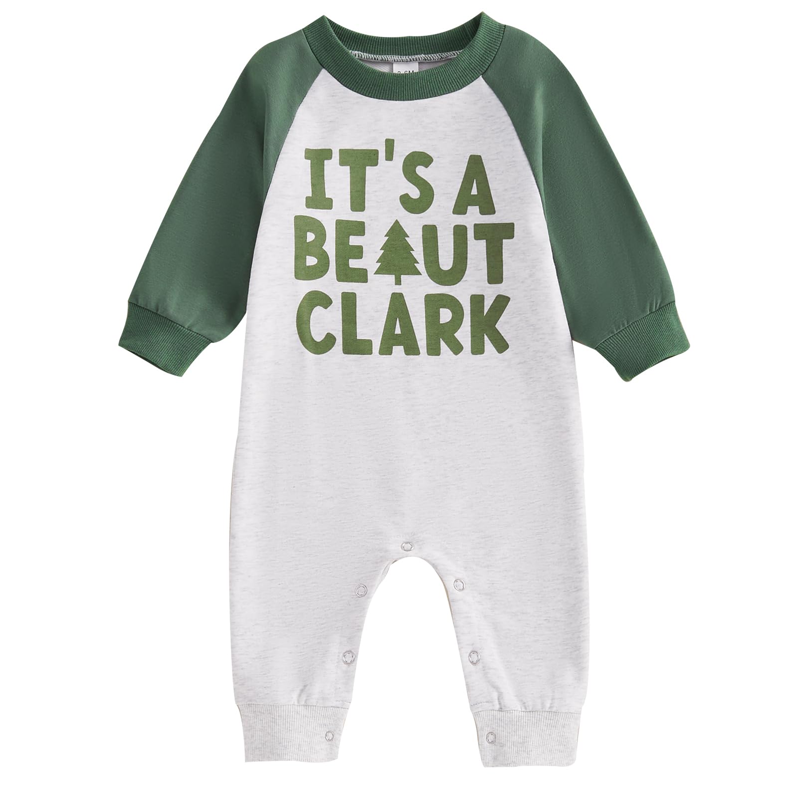 Fybitbo Infant Baby Boy Girl Clothing Its A Beaut Clark Jumpsuit Romper Newborn First Christmas Outfit One Piece Clothes (Green-