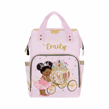 Artsadd Custom Diaper Backpack For Princess Mom, Large Travel Shoulder Bag With Stroller Straps, Personalized Pumpkin Design, Na
