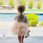 2Bunnies Girl Peony Lace Back A-Line Tiered Tutu Tulle Flower Girl Dress (Pink Bell Sleeve, 7-8Yrs)