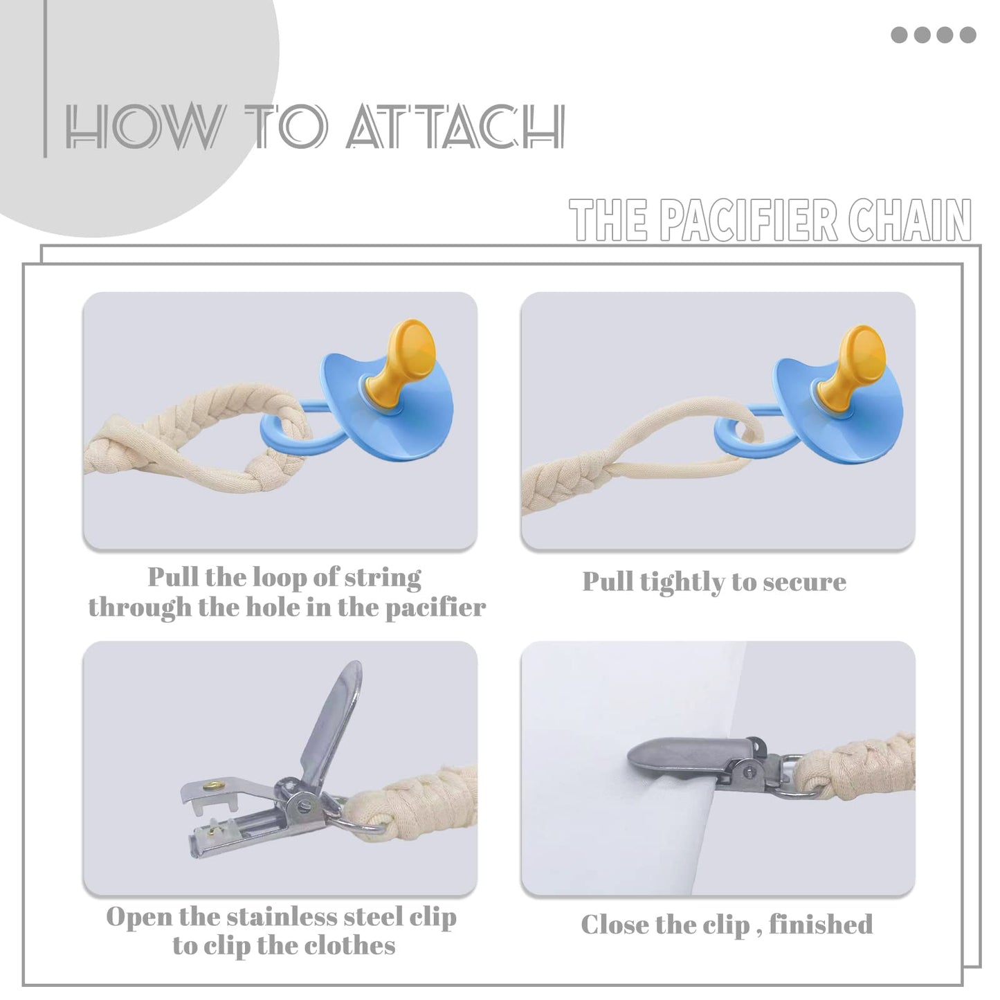 Duludulu 7 Pcs Braided Pacifier Clip, Pacifier Clips For Boys & Baby Girls, Pacifier Holder Clip Binky Clips