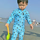 Baby Swimsuit Upf 50+ Protection Toddler Boy Blue Sunsuit Crab Beachwear Rash Guard Easier Diaper Changes 12-18 Months