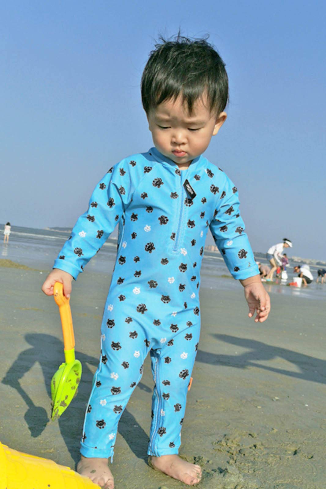 Baby Swimsuit Upf 50+ Protection Toddler Boy Blue Sunsuit Crab Beachwear Rash Guard Easier Diaper Changes 12-18 Months