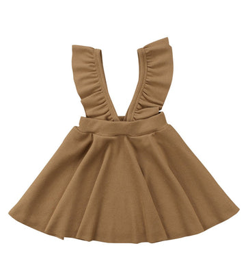 Zaxarra Toddler Kids Baby Girls Braces Tutu Skirt Dress Outfit Clothes (Brown, 4-5 T)