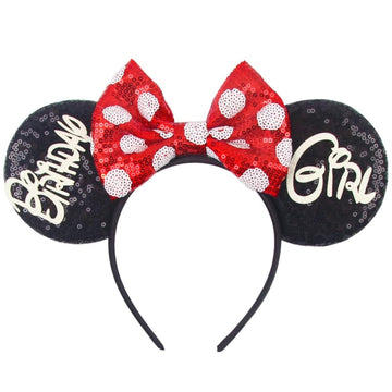 Razko Minnie Ears Headband, Rose Gold Mouse Ears,Iridescent Minnie Ears, Silver Blue Rainbow Mouse Ears, One Size Fit All (Birth
