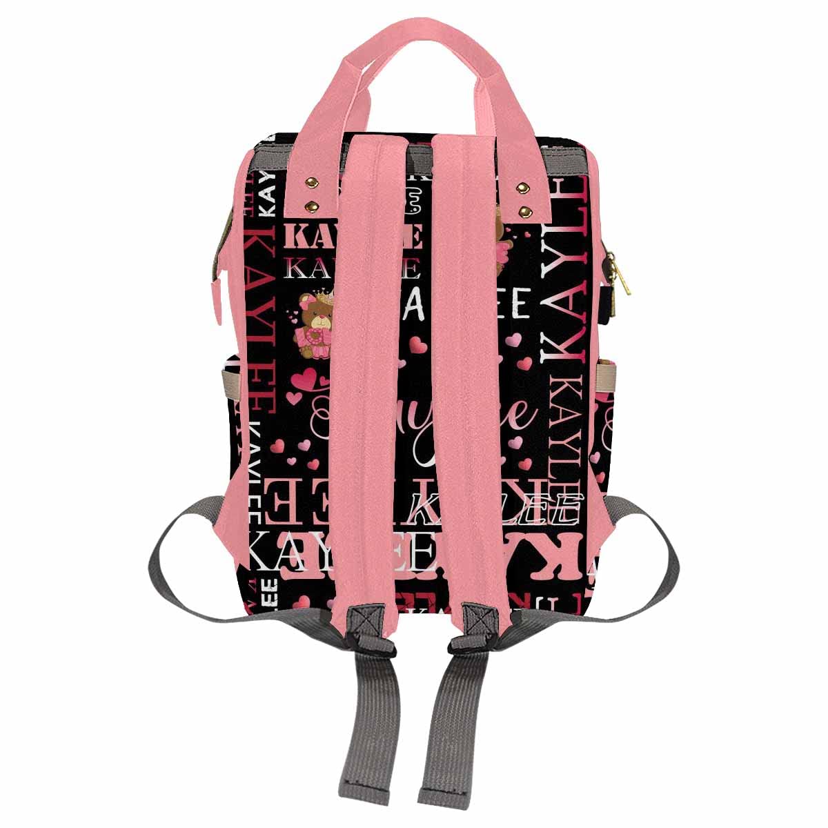 Artsadd Custom Monogrammed Diaper Back Pack With Thermal Pockets, Gradient Red Love Travel Backpack Customized Baby Bags With Na