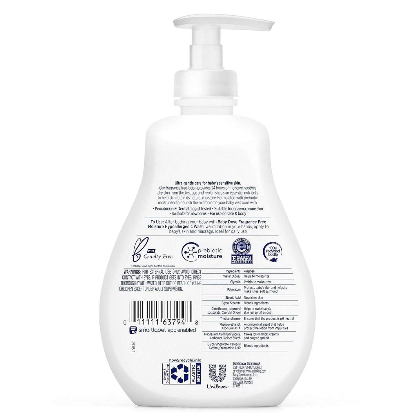Dove Baby Lotion Sensitive Moisture 13 Ounce Fragrance-Free (384Ml) (3 Pack)