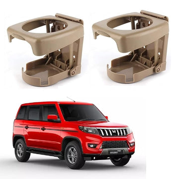 Car Accessories Universal Fit Glass/Bottle/Cup Holder 2 pcs Stand Beige Colour Suitable for Mahindra Bolero Neo