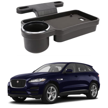 Oshotto (FT04) Foldable Car Auto Headrest Rear Back Seat Table Drink Food Cup Tray Holder Compatible with Jaguar F Pace  Black
