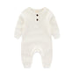 Iadoer Newborn Baby Boys Girls One Piece Romper With Mitten Cuffs 3 Pack Long Sleeve Ribbed Button Jumpsuit Outfit Clothes White
