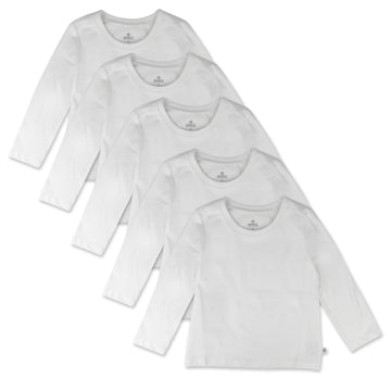 Honestbaby Organic Cotton Long Sleeve T-Shirts Infant Unisex 5-Pack Bright White 18 Months