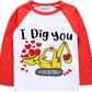 Baby Boys Valentines T-Shirt I Dig You Tee Shirt Toddler Love Digger Tops Long Sleeves 2T