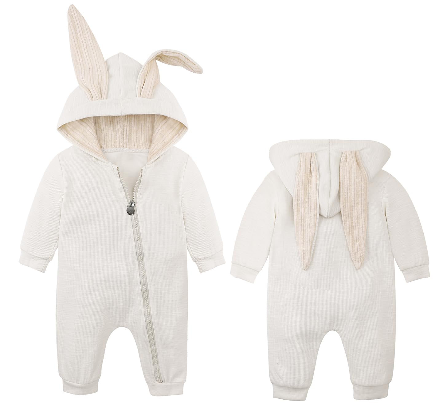 Agqt Baby Girls Bunny Costume 1St Easter Outfit Onesie Halloween Animal Clothes One Piece Romper Rabbit Ear Hoodie White Size 12