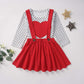 Xfglck Toddler Baby Girl Valentine'S Day Clothes Outfit Long Sleeve Dot Heart Long Sleeve Shirt Blouse +Suspender Skirts Set (Re