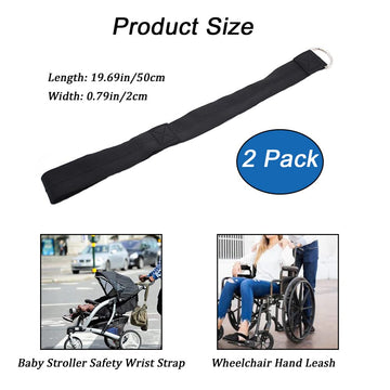 Syooy 2 Pack Baby Stroller Safety Wrist Strap Adjustable Pram Wheelchair Hand Leash Black Retractable Adjustable Dog Leash Short