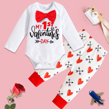 Vaiziq Baby Boy Valentines Day Outfit New Round Neck Outfits Newborn Valentines Day Outfit Boy My First Valentines Day Baby Boy