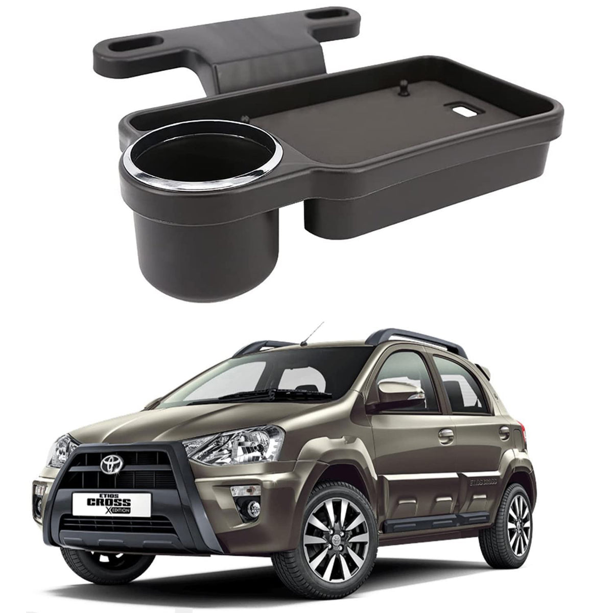 Oshotto (FT04) Foldable Car Auto Headrest Rear Back Seat Table Drink Food Cup Tray Holder Compatible with Toyota Etios Cross  