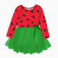 Baby Girl Halloween Dresses Toddler Watermelon Tutu Dress Long Sleeve Ruffled Princess Dress 2-3T