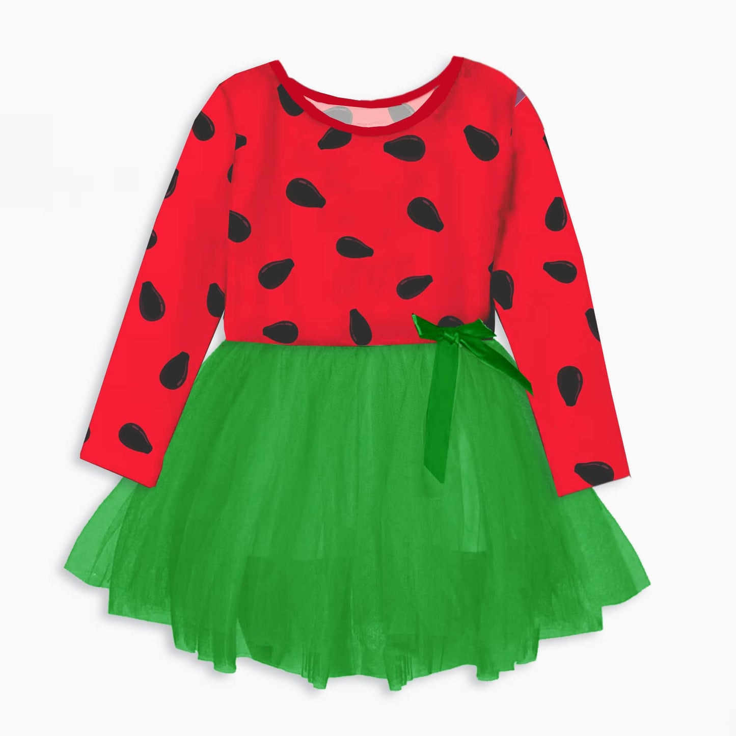Baby Girl Halloween Dresses Toddler Watermelon Tutu Dress Long Sleeve Ruffled Princess Dress 2-3T