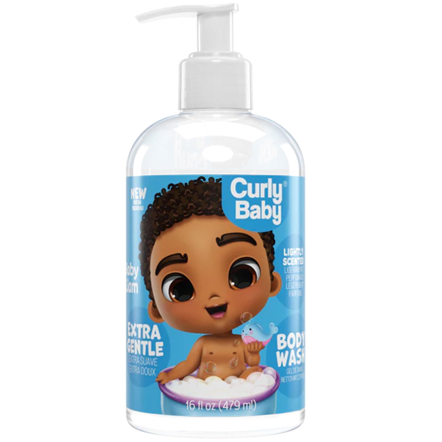 CurlyBaby Body Wash - Gentle Moisturizing Baby Wash for Sensitive Skin & Hair, Tear-Free, Dermatologist-Tested, Light Clean Scen