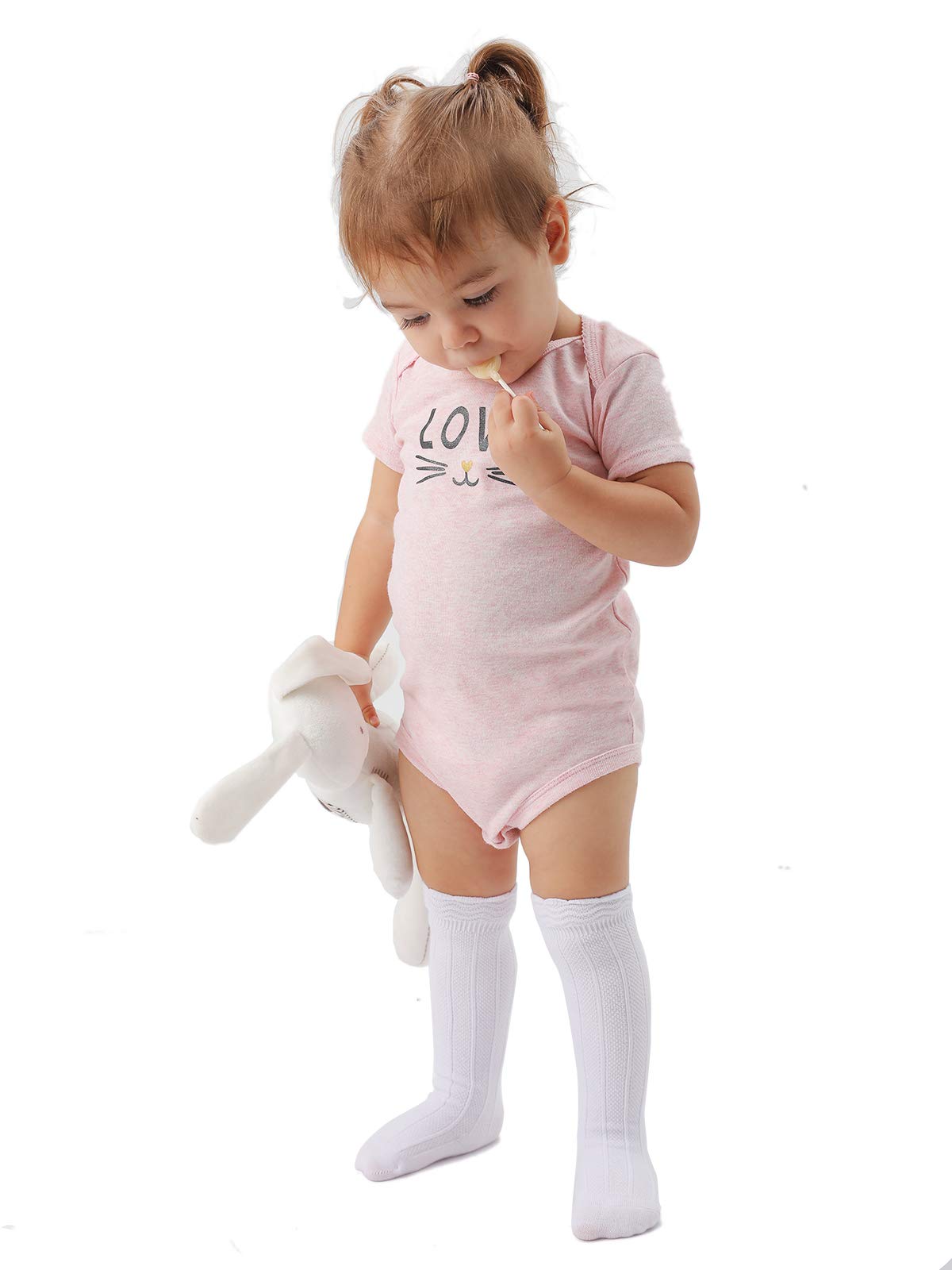 Epeius Baby Knee High Socks Toddler Girl Uniform Socks Seamless Cotton Tube Ruffled Stockings Boys Long Socks For 12-36 Months 5