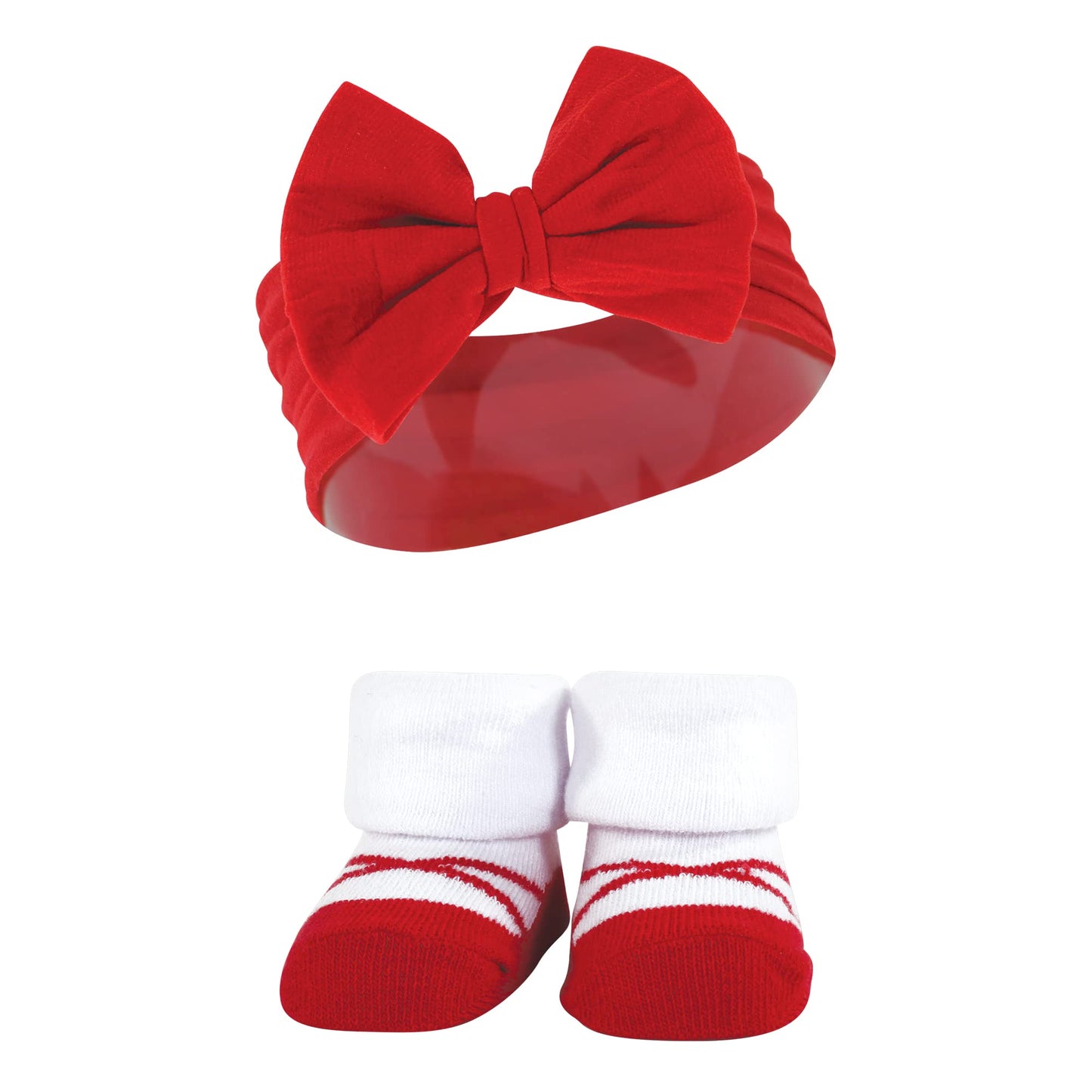 Hudson Baby Baby Girls' Headband And Socks Giftset, Navy Red, One Size