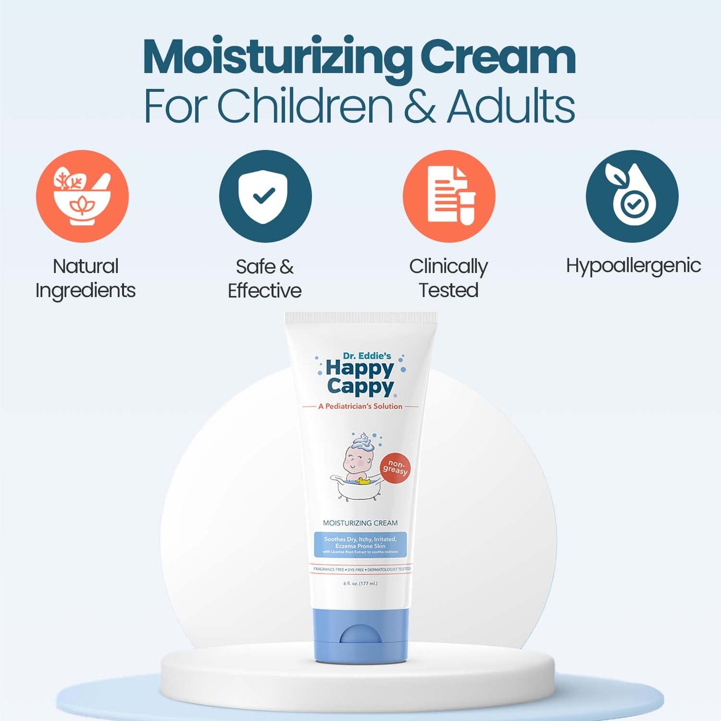 Happy Cappy Dr. Eddie'S Moisturizing Cream - Baby Eczema Cream, Eczema Lotion For Kids, Pediatrician-Formulated, Gentle, Paraben