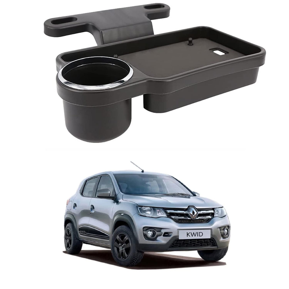 Oshotto (FT04) Foldable Car Auto Headrest Rear Back Seat Table Drink Food Cup Tray Holder Compatible with Renault Kwid  Black