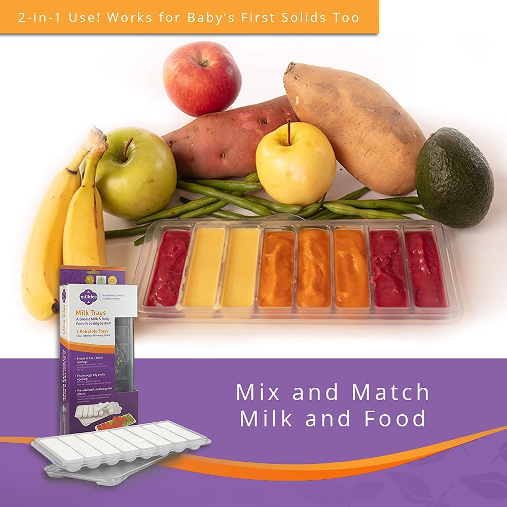 Milkies Fairhaven Health Milk Tray With Lid, Breastmilk Freezer Organization, 1 Ounce Sticks, Set Of 2, Reusable, Bpa And Silico