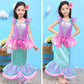 Princess Little Mermaid Costume For Girls Mermaid Wig Princess Ariel Cosplay Dress Up For Birthday Party Halloween Costume (120(