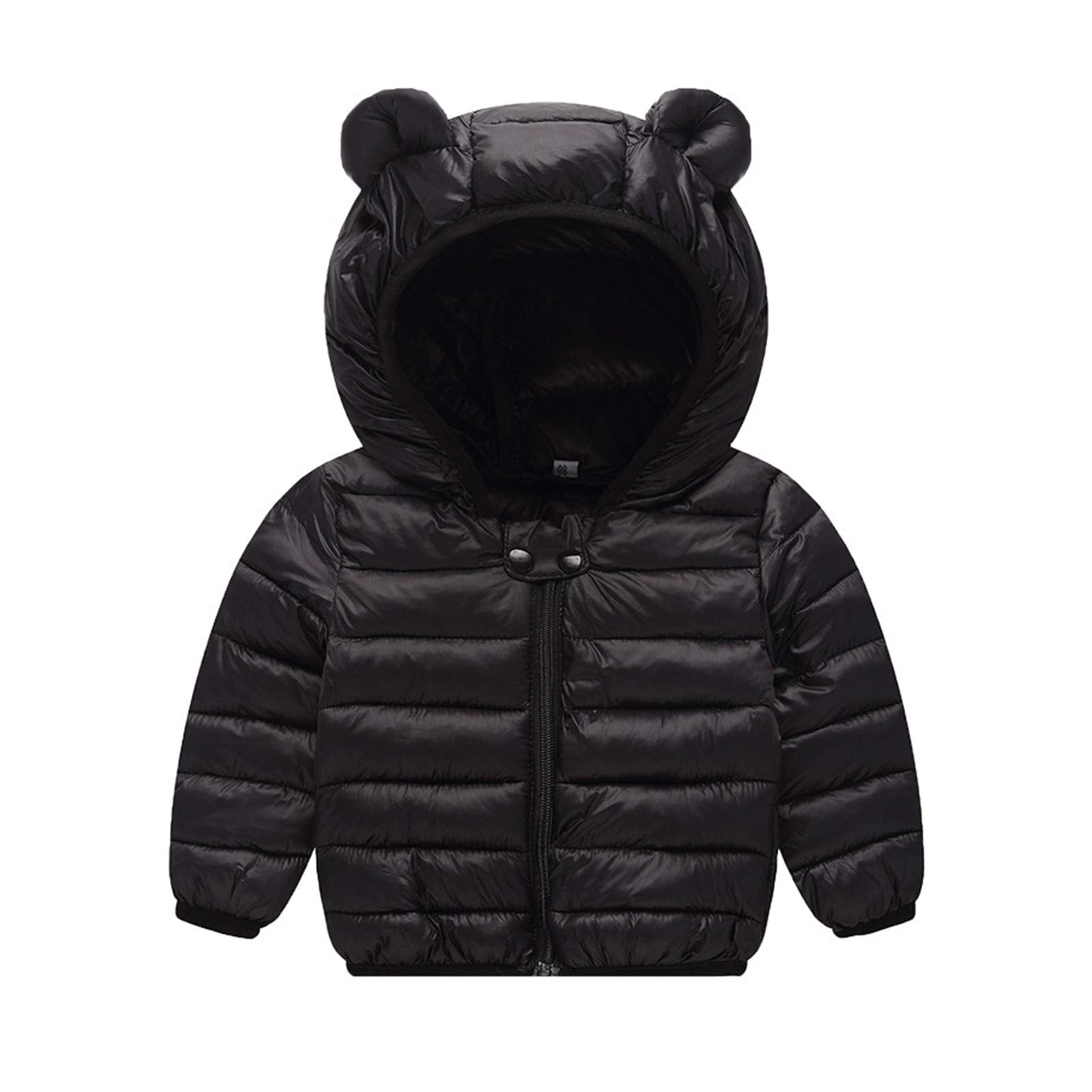 JunNeng Toddler Winter Coat Baby Puffer Jacket, Boy Hooded Dinosaur Coat, Black 12-18 Months