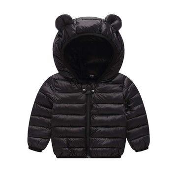 JunNeng Toddler Winter Coat Baby Puffer Jacket, Boy Hooded Dinosaur Coat, Black 12-18 Months