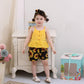 Kucnuzki Toddler Baby Girl Clothes Summer Outfits Ruffle Sleeveless Linen Shirt Kid Short Set For Girl (2T / 3T, Yellow+Black)