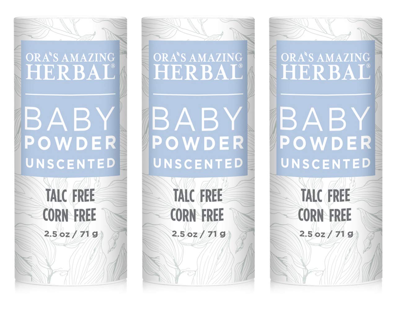 Ora'S Amazing Herbal Talc-Free Grain-Free Gluten-Free Corn-Free Baby Powder 2.5Oz  (Unscented 3 Pack)