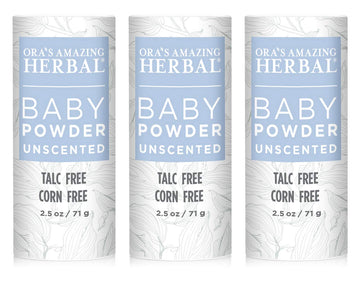 Ora'S Amazing Herbal Talc-Free Grain-Free Gluten-Free Corn-Free Baby Powder 2.5Oz  (Unscented 3 Pack)