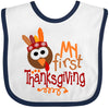 Inktastic My 1St Thanksgiving Cute Turkey With Feathers Baby Bib White And Navy 3C6A9